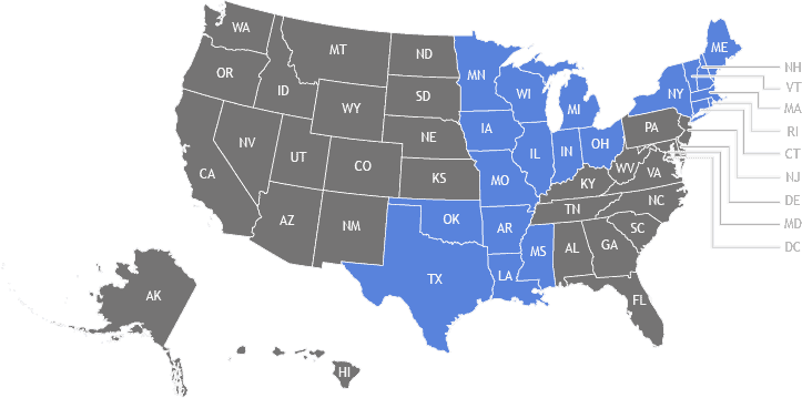 Trident Funding Central Northeast Region Map