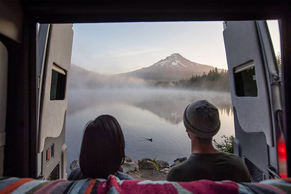 Couple in conversion van
